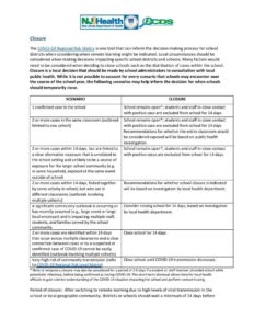NJ Department of Health Closure Guidelines